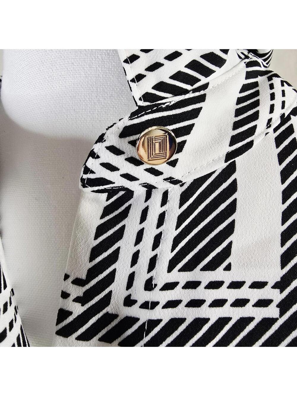 Karl Lagerfeld Paris Geo Print Top Contrast Cuff Women’s S Excellent Condition - Picture 3 of 9